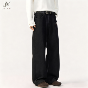 JY JEIKY Pure white wide-leg trousers casual versatile drape straight jeans pants for women
